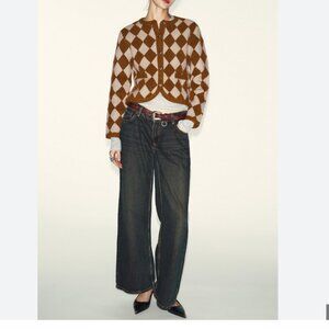 Zara JACQUARD ARGYLE CARDIGAN